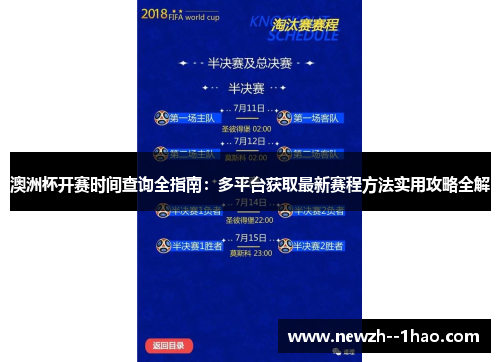澳洲杯开赛时间查询全指南：多平台获取最新赛程方法实用攻略全解